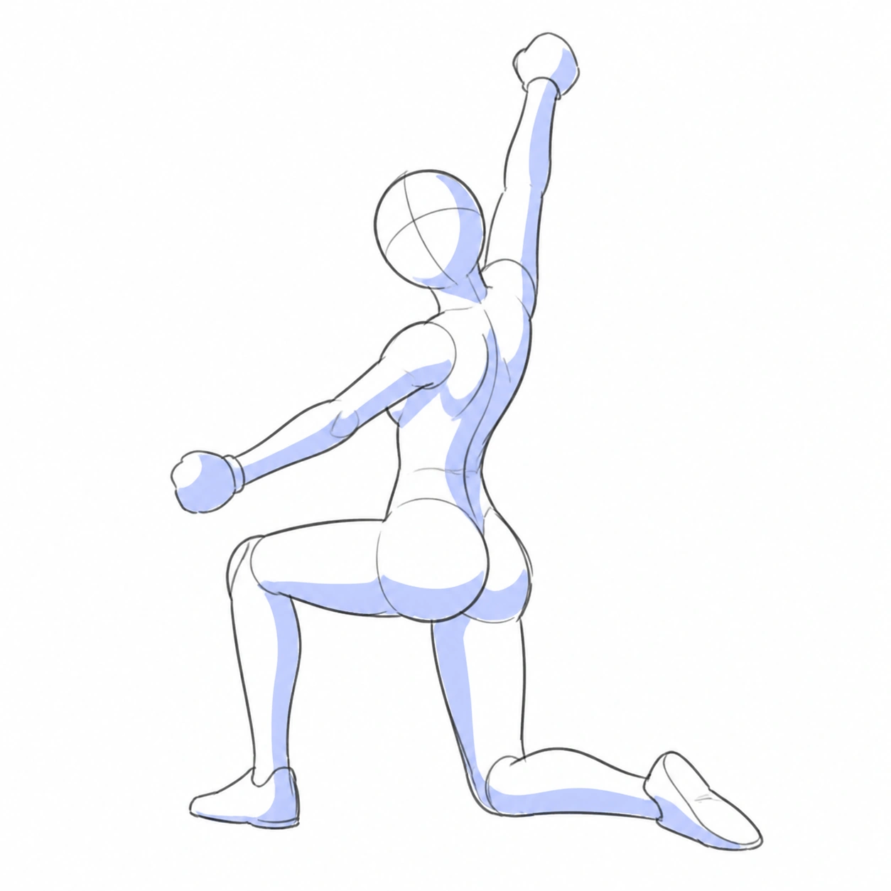 Pose 034: Arrodillado alcanzando