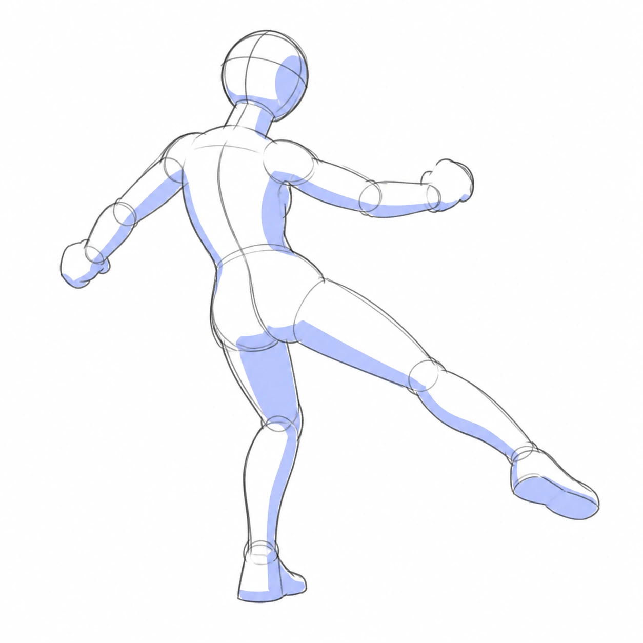 Pose 042: Patada baja circular