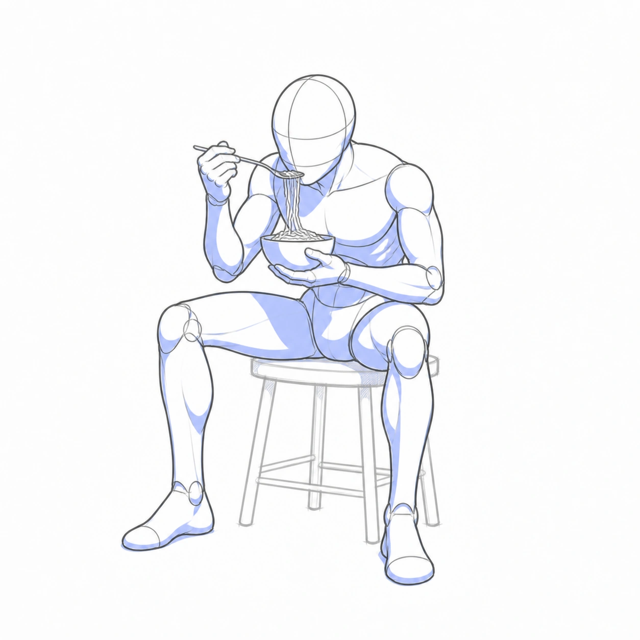 Pose 118: Comiendo fideos