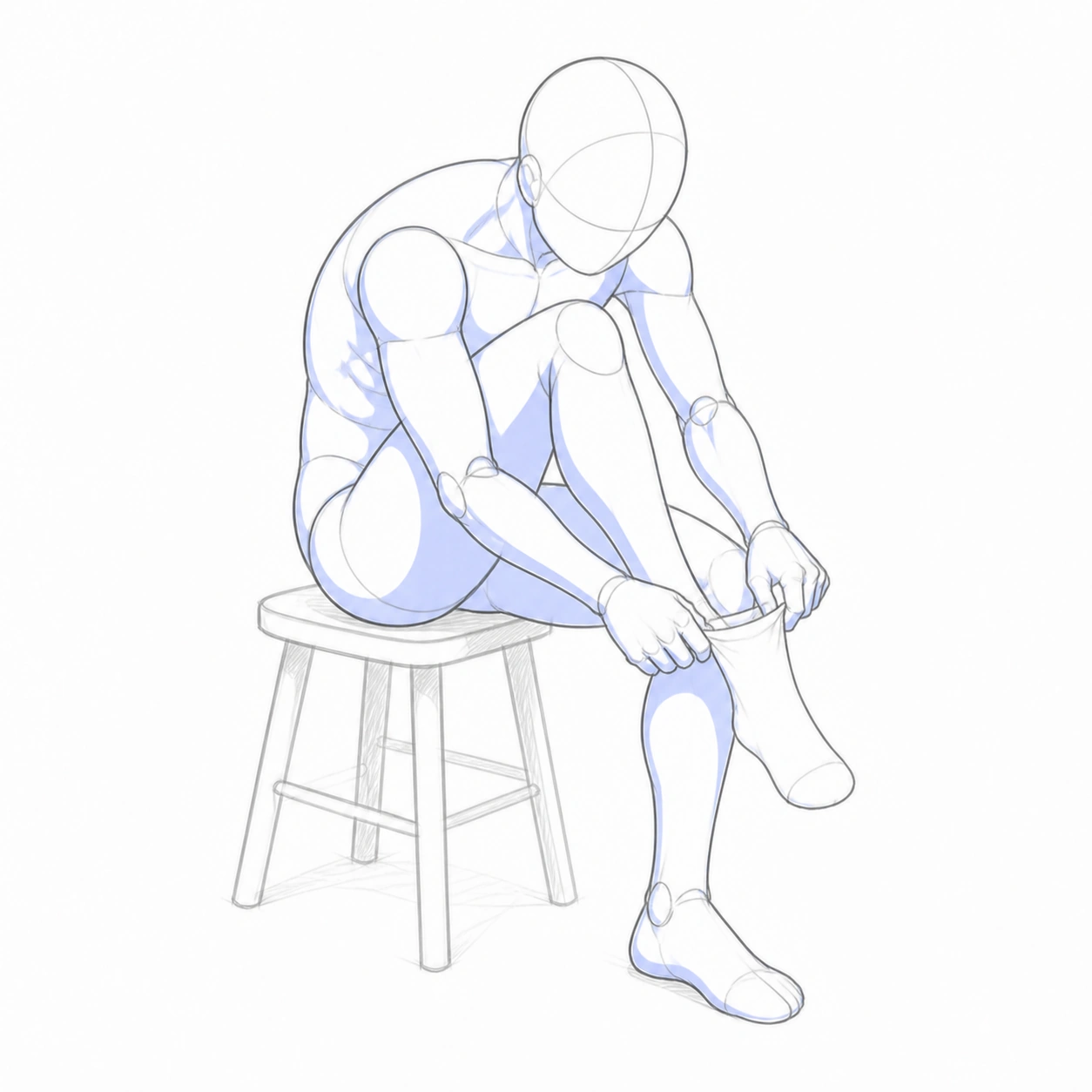 Pose 125: Poniéndose un calcetín