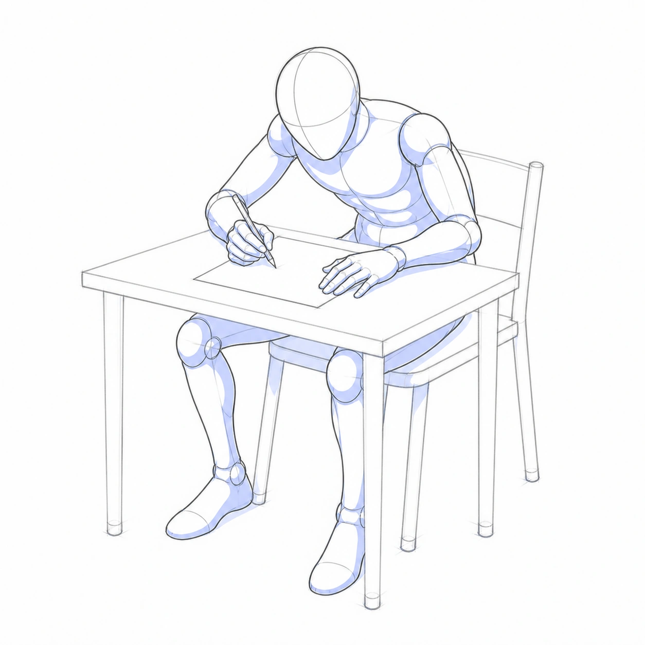 Pose 130: Dibujando concentrado