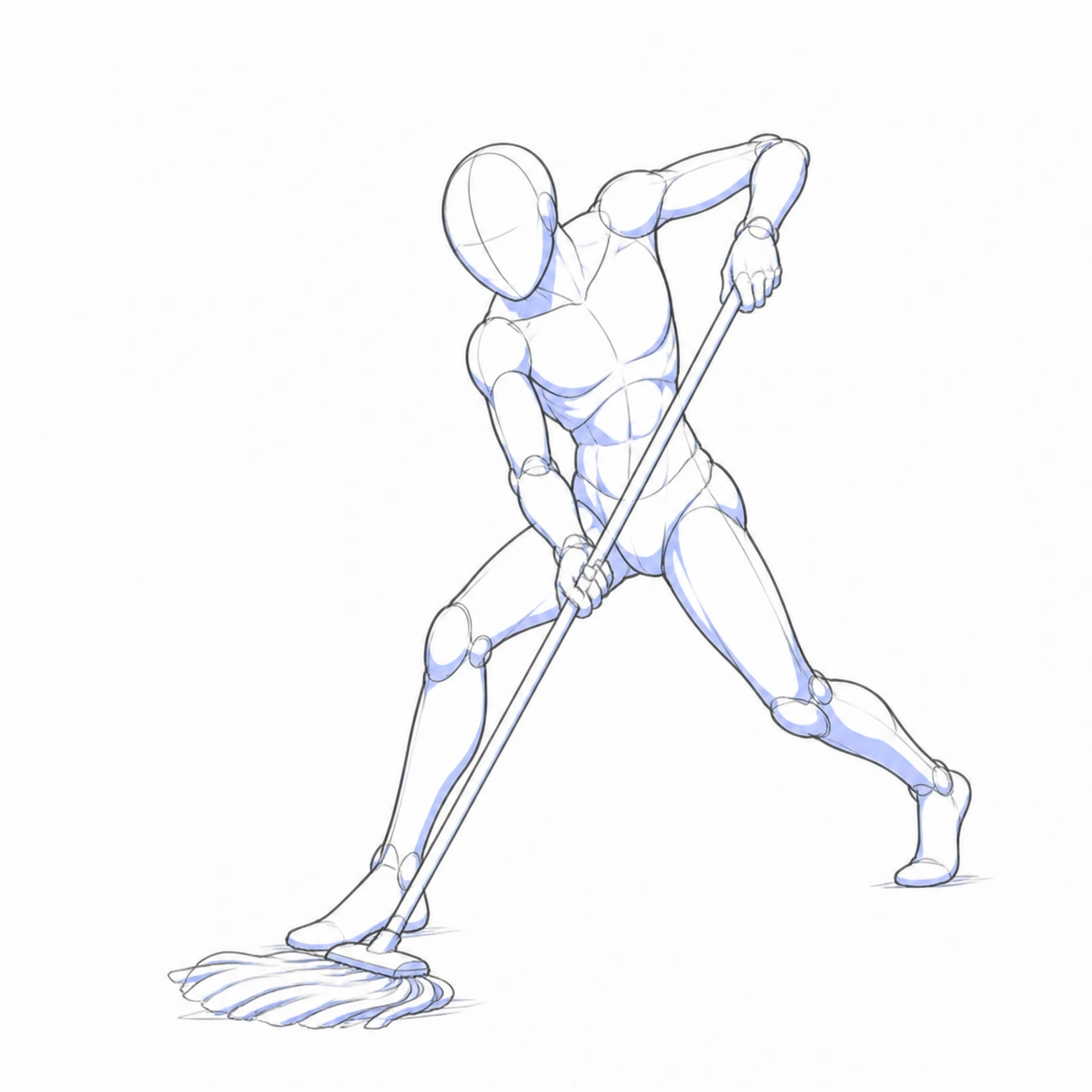 Pose 133: Fregando con entusiasmo